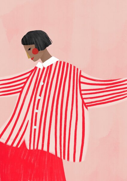 Illusztráció The Woman With the Red Stripes, Bea Muller, (30 x 40 cm)