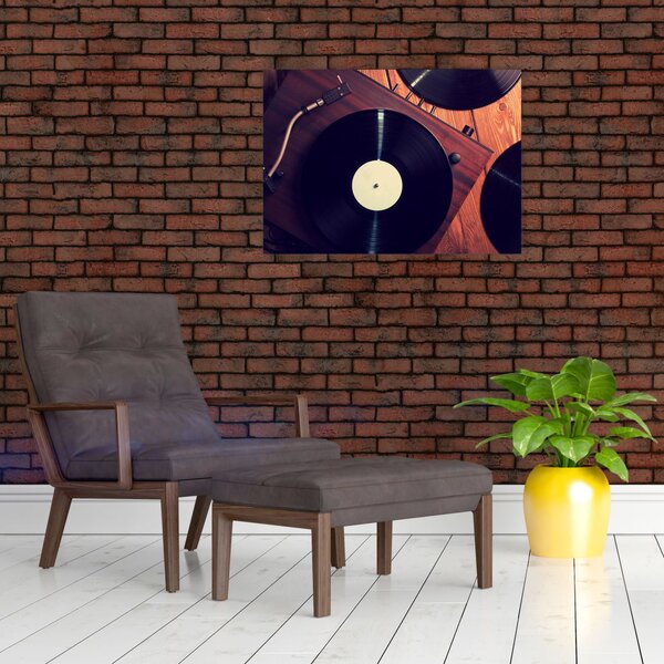 Gramofon lemezek képe (70x50 cm)