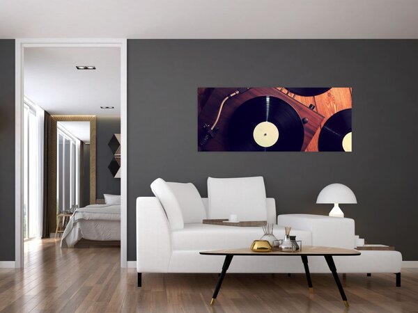 Gramofon lemezek képe (120x50 cm)