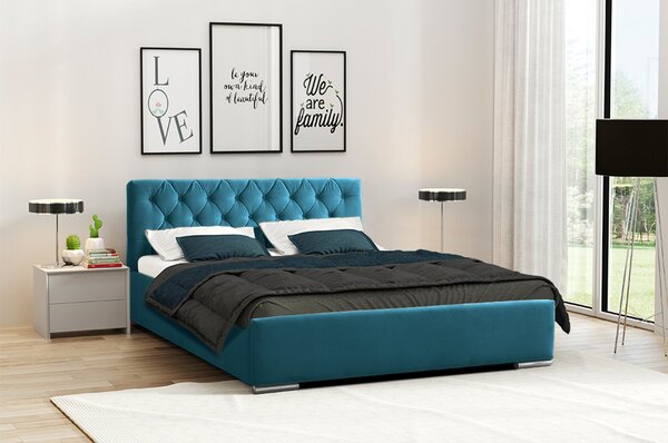 Ágy RYAN 06 STANDARD 180x200 cm - ezüst lábak Sötéttürkiz
