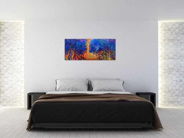 Kép - őszi fa koronák, modern impresszionizmus (120x50 cm)
