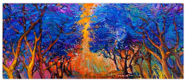 Kép - őszi fa koronák, modern impresszionizmus (120x50 cm)