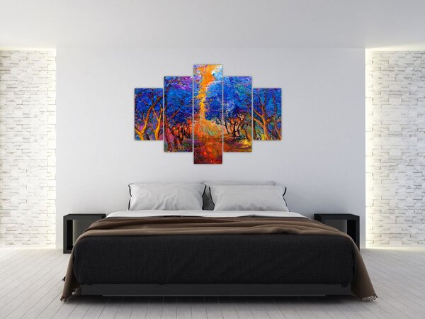 Kép - őszi fa koronák, modern impresszionizmus (150x105 cm)