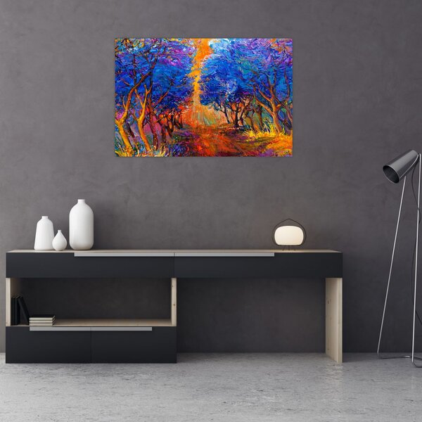 Kép - őszi fa koronák, modern impresszionizmus (90x60 cm)