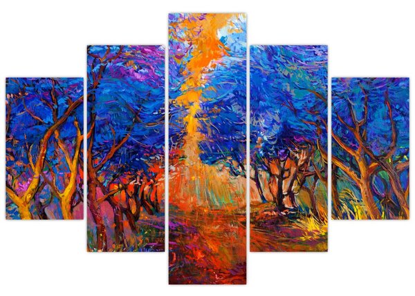 Kép - őszi fa koronák, modern impresszionizmus (150x105 cm)