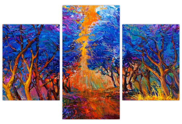 Kép - őszi fa koronák, modern impresszionizmus (90x60 cm)