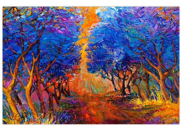 Kép - őszi fa koronák, modern impresszionizmus (90x60 cm)