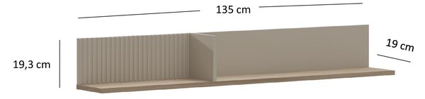 Fali polc Demandaron (taupe + silverjack tölgy)