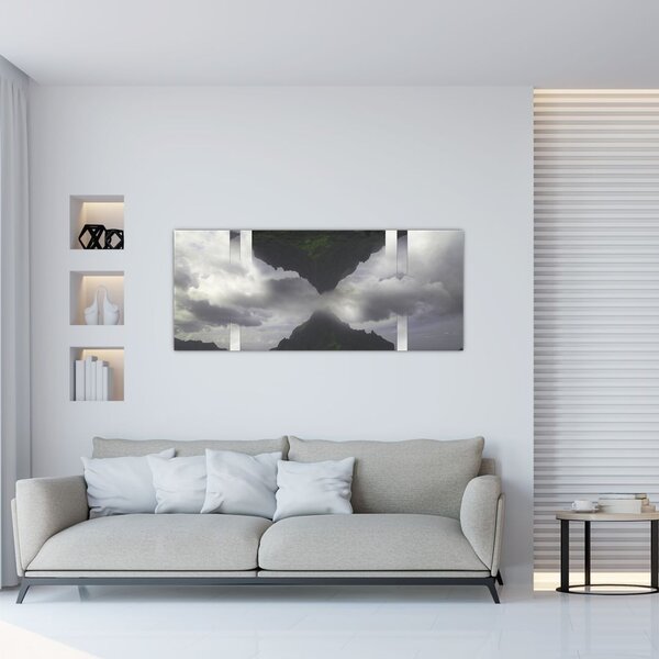 Kép - Hegyek Izlandon, geometrikus kollázs (120x50 cm)