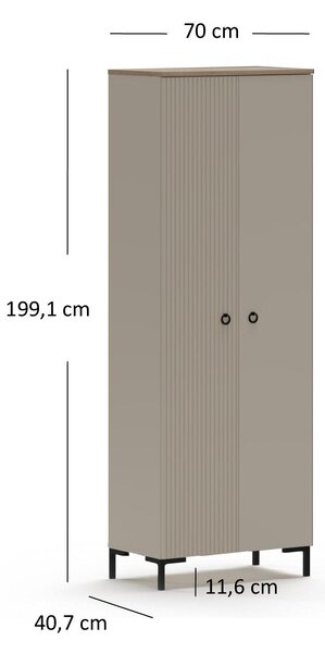 Ruhásszekrény Demandaron 3 (taupe + silverjack tölgy)