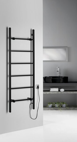 Sapho Sapho, BARBO elektromos törölközőszárító, négyzet alakú, 600x1600 mm, 160 W, fekete matt, BB906
