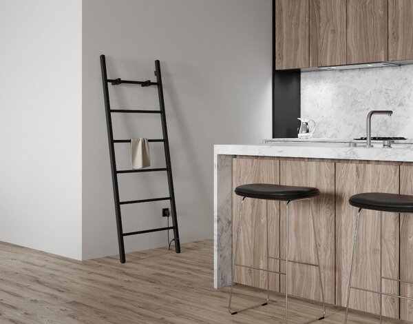Sapho Sapho, BARBO elektromos törölközőszárító, négyzet alakú, 600x1600 mm, 160 W, fekete matt, BB906