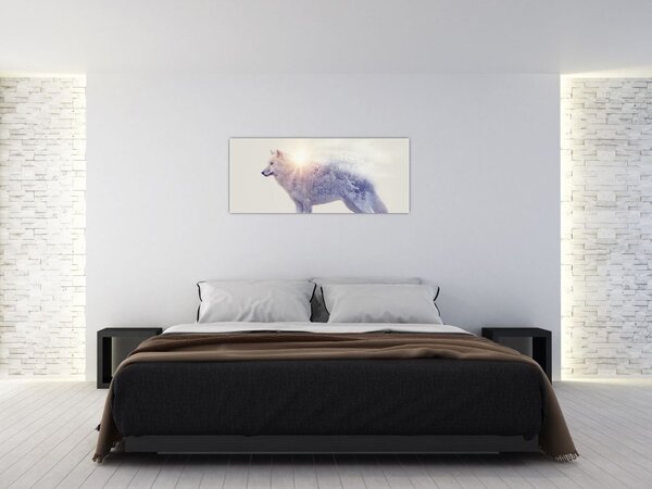 Kép - Vad tájakat tükröző sarkvidéki farkas (120x50 cm)