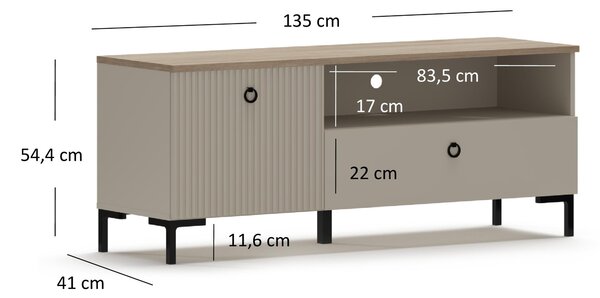 TV szekrény Demandaron 1 (taupe + silverjack tölgy)