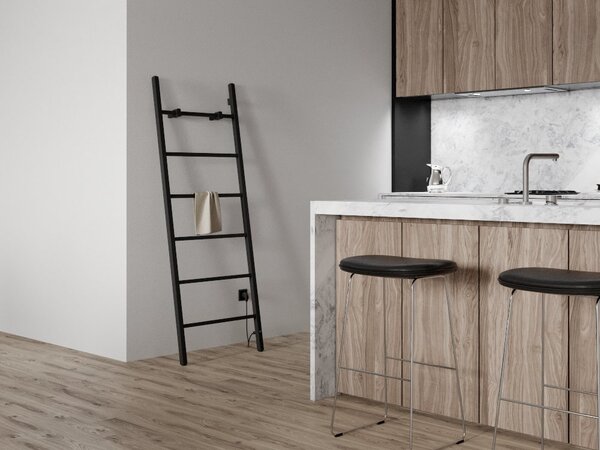 Sapho Sapho, BARBO elektromos törölközőszárító, négyzet alakú, 600x1600 mm, 160 W, fekete matt, BB906