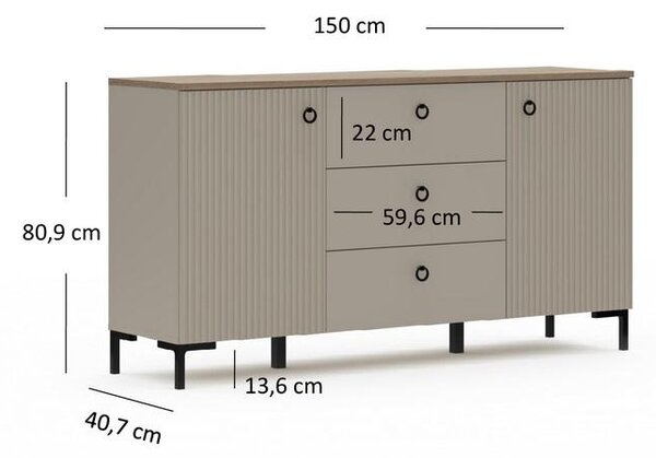 Komód Demandaron 4 (taupe + silverjack tölgy)