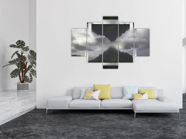 Kép - Hegyek Izlandon, geometrikus kollázs (150x105 cm)