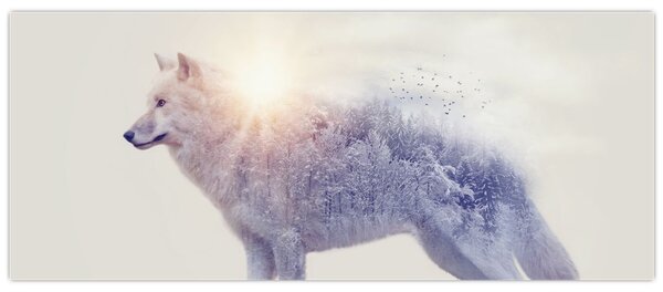 Kép - Vad tájakat tükröző sarkvidéki farkas (120x50 cm)