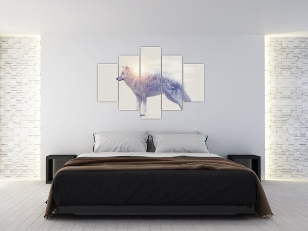 Kép - Vad tájakat tükröző sarkvidéki farkas (150x105 cm)