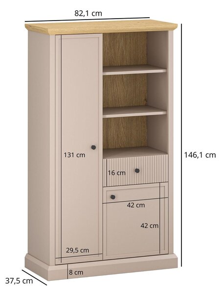 Regál Indices (taupe + kő tölgy)