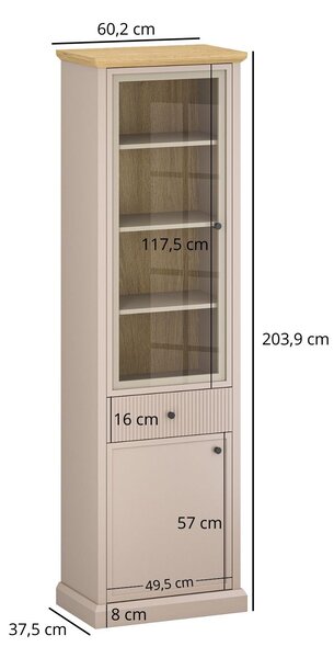 Vitrin Indices 1 (taupe + kő tölgy)