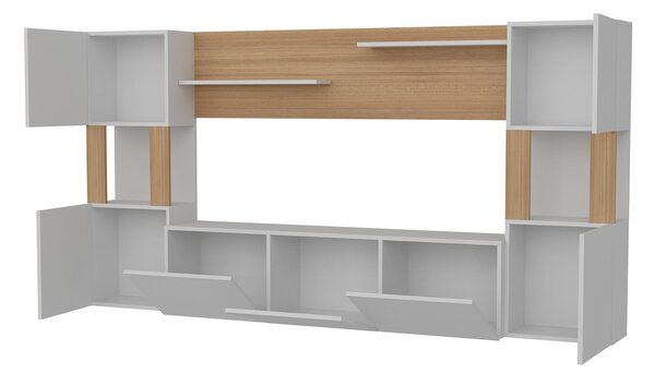 Nappali fal Loreena (fehér + teak) . Akció -29%