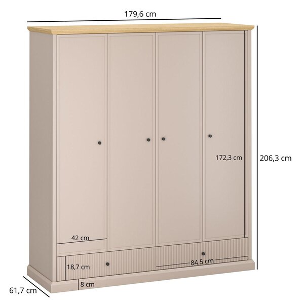 Ruhásszekrény Indices 2 (taupe + kő tölgy)