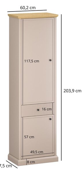 Polcos szekrény Indices (taupe + kő tölgy)