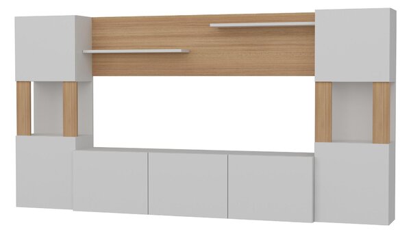 Nappali fal Loreena (fehér + teak) . Akció -29%