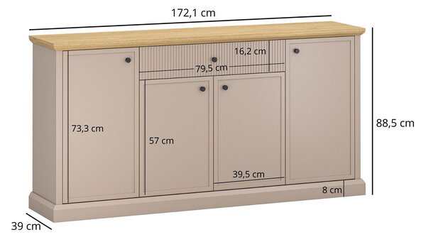 Komód Indices 3 (taupe + kő tölgy)