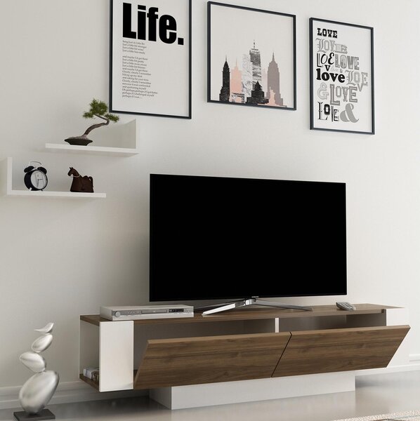 TV asztal/szekrény Metro (dió + fehér)
