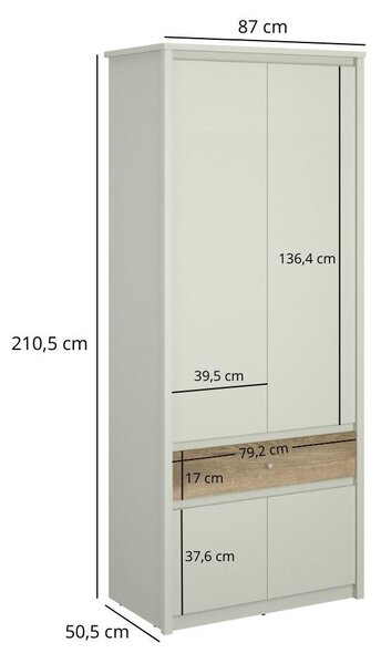 Ruhásszekrény Kodro 2 (kasmír + evoke tölgy)