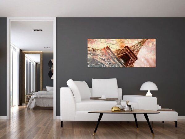 Kép - Eiffel-torony vintage stílusban (120x50 cm)