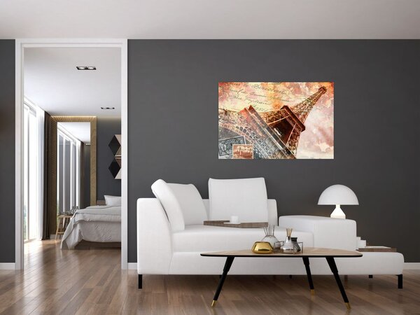 Kép - Eiffel-torony vintage stílusban (90x60 cm)