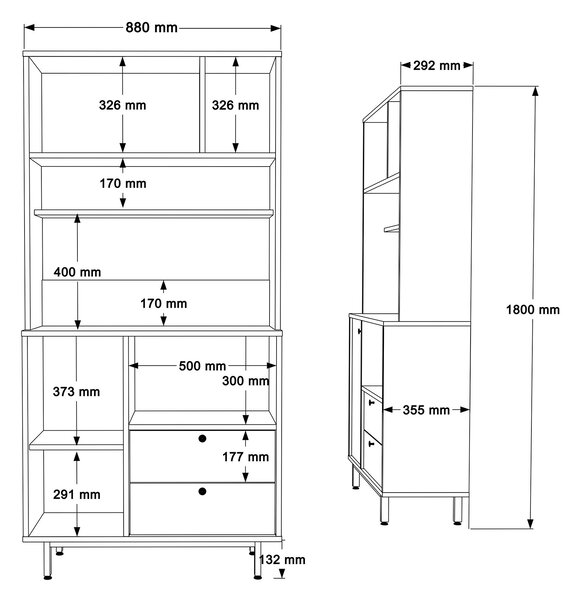 Polcos szekrény Rebutia 4 (tölgy + fehér). Akció -29%