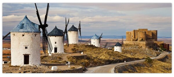 Kép - Consuegra szélmalmai, Spanyolország (120x50 cm)