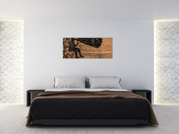 Kép - Férfi kerékpáron Banksy stílusában (120x50 cm)