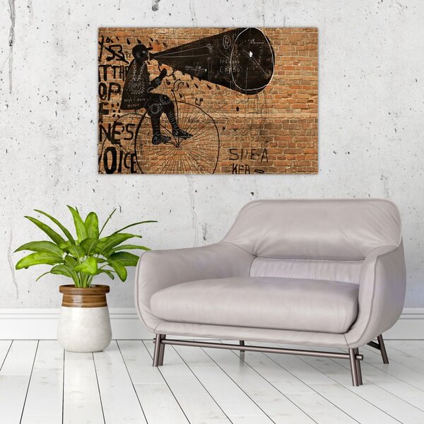 Kép - Férfi kerékpáron Banksy stílusában (90x60 cm)
