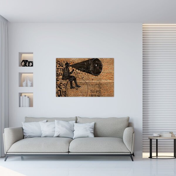 Kép - Férfi kerékpáron Banksy stílusában (90x60 cm)