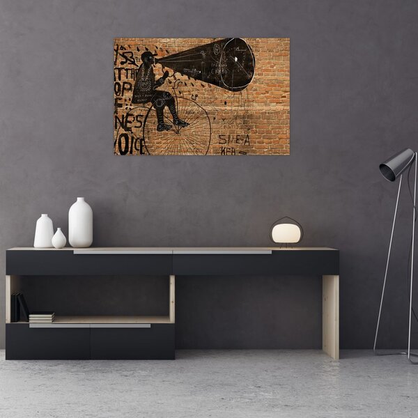 Kép - Férfi kerékpáron Banksy stílusában (90x60 cm)