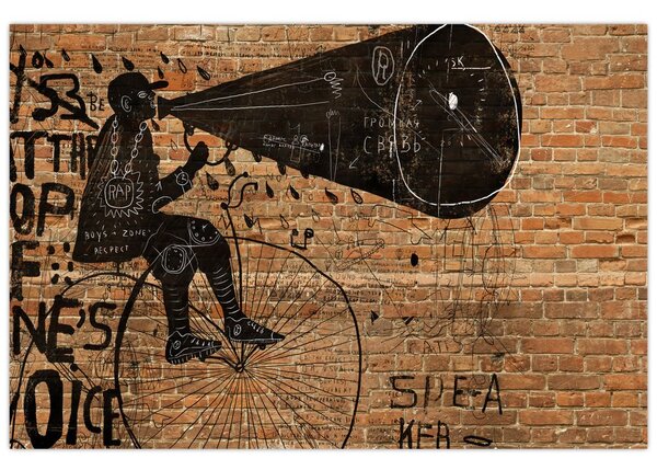 Kép - Férfi kerékpáron Banksy stílusában (90x60 cm)