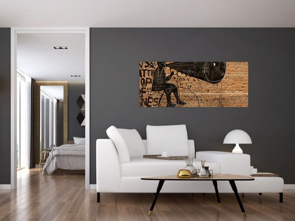 Kép - Férfi kerékpáron Banksy stílusában (120x50 cm)