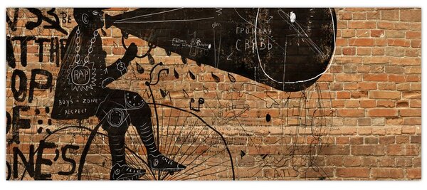 Kép - Férfi kerékpáron Banksy stílusában (120x50 cm)