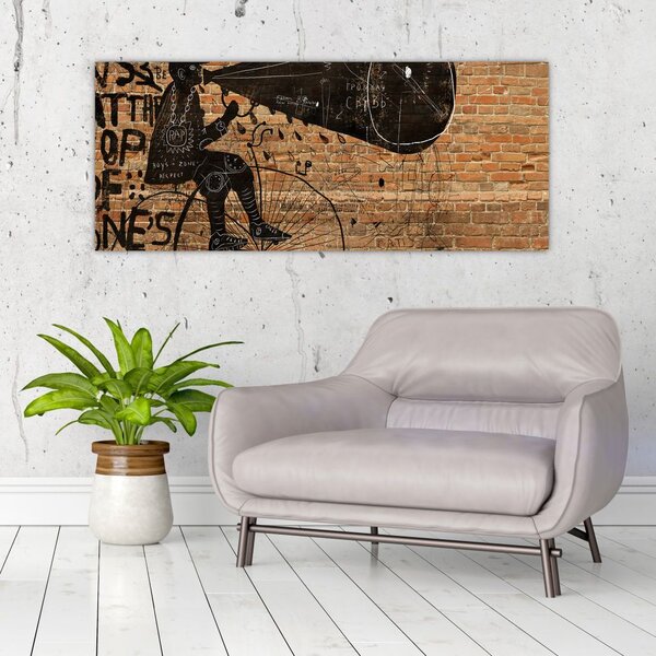 Kép - Férfi kerékpáron Banksy stílusában (120x50 cm)