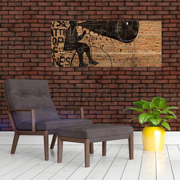 Kép - Férfi kerékpáron Banksy stílusában (120x50 cm)
