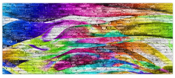 Kép - Téglafal színes lángokkal (120x50 cm)