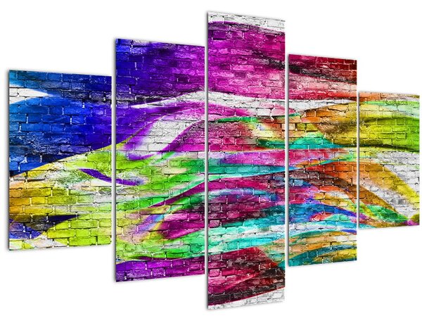 Kép - Téglafal színes lángokkal (150x105 cm)