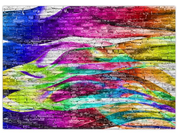 Kép - Téglafal színes lángokkal (70x50 cm)