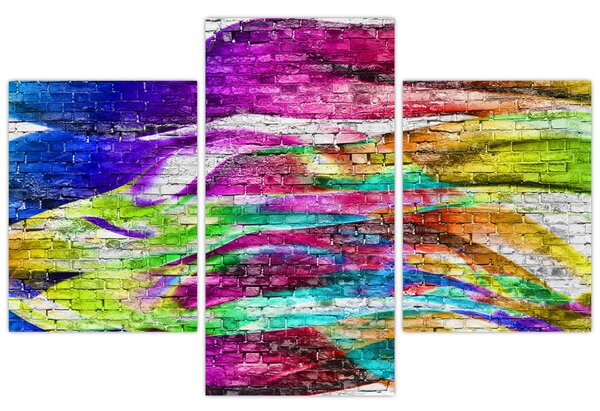 Kép - Téglafal színes lángokkal (90x60 cm)