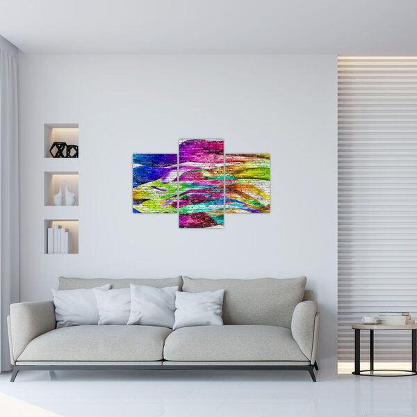 Kép - Téglafal színes lángokkal (90x60 cm)